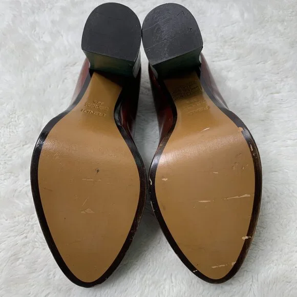 Fendi Women's Brown Leather Platform Pumps Heels Size 38 1/2 - Picture 13 of 15